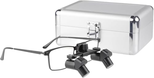 Lupas abatibles Ergo Prism de 3.5X con marco de titanio ergonómico, lupa binocular ultraligera, interpupilar ajustable y visualización de ángulo con caja de aluminio (distancia de trabajo 360 460 m)