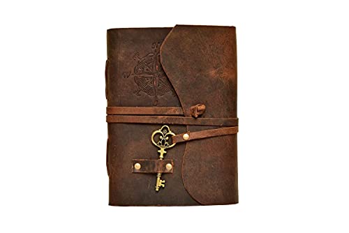Compass Vintage Leather Journal - Antique Handmade Leather Bound journal with deckle edge paper for Men And Women Diary - Leather Sketchbook - Drawing Journal Notebook - Great Gift (Vintage Brown,8x6) Compass Vintage Leather Journal - Antique Handmade Leather Bound journal with deckle edge paper for Men And Women Diary - Leather Sketchbook - Drawing Journal Notebook - Great Gift (Vintage Brown,8"x6")