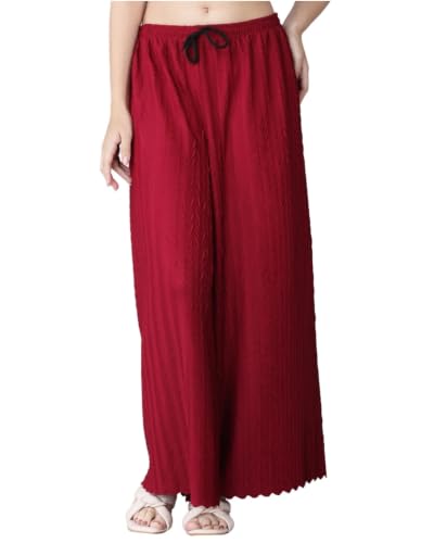 Image of Women Pleated Palazzo Pants | Elastic Waist Free Size Plazzo | Casual Summer Wide Leg Trousers | Pack of 3