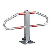 Relaxdays Parkplatzsperre, manueller Parkbügel, 2 Schlüssel, Leuchtmarkierungen, HBT: 47x70x18 cm, silber