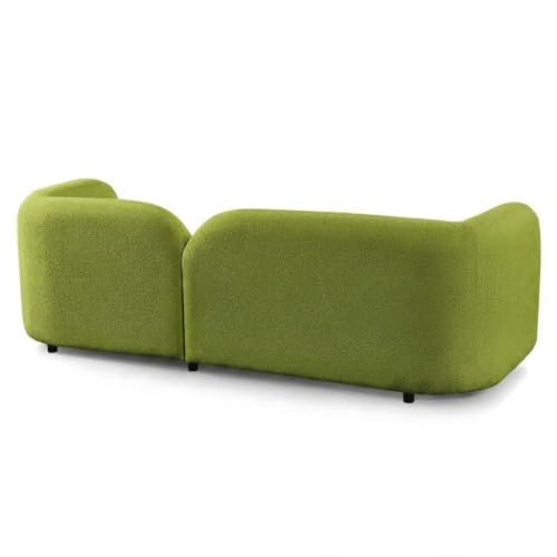 Image of CRAFTCITY Curved 3 Seater Cloud Sofa Upholstered 3 Seater Sofa for Living Room Bedroom Home Office Meeting Room Velvet Fabric Sofa (Lime Green)