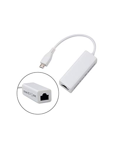 Image of BigPlayer Micro USB to RJ45 Ethernet LAN Network Interface Cable Adapter 10 /100 Mbps Wired Internet Connector for Compatible Devices White