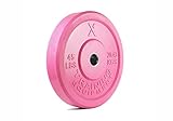 X Training Equipment Premium Pink Olympic Bumper Plate Solid Rubber with Steel Insert - Great for Crossfit Workouts (45lb Single)