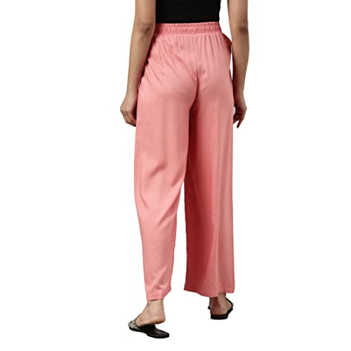 Image of GO COLORS Soft Viscose Basic Palazzo Full Length for Women| Breathable, Mid Rise, Relaxed Fit