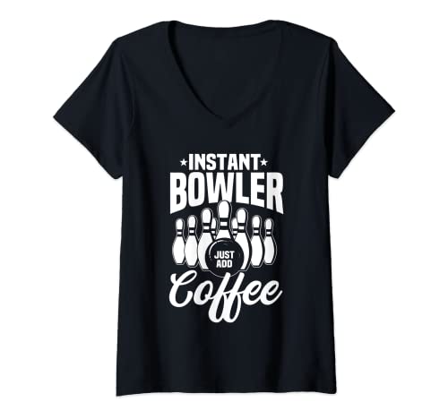 Femme Excellent bowling and coffee Lover Bowler T-Shirt avec Col en V