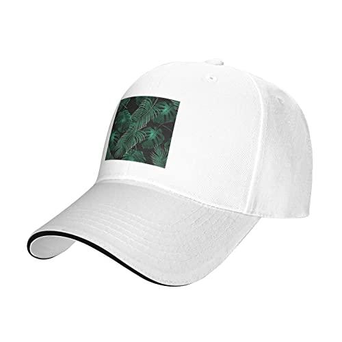 Banana Leaf Green Print Vintage Casual Classic Sandwich Baseball Cap Golf Hat Running Cap Adjustable Unisex for Outdoor
