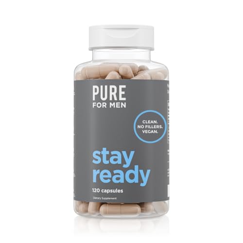 Pure for Men Original Vegan Cleanliness Stay Ready Fiber Supplement | Helps Promote Digestive Regularity | Psyllium Husk Aloe Vera Chia Seeds Flaxseeds | Proprietary Formula | 120 Vegan Capsules