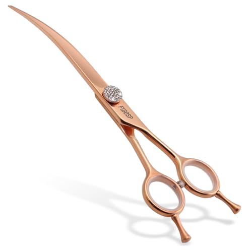 Rose Gold Titanium Curved Dog Grooming Scissors 7โ Downward 30ยฐ with Jewelled Screw Japan 440C Professional Pet Grooming Trimming Shears for Dogs Suzhi Teddy(7,Curved) Rose Gold Titanium Curved Dog Grooming Scissors 7โ Downward 30ยฐ with Jewelled Screw Japan 440C Professional Pet Grooming Trimming Shears for Dogs Suzhi Teddy(7,Curved)