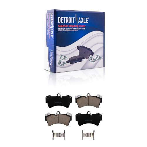 Image of Detroit Axle - Front Brake Kit for Audi Q7 Porsche Cayenne | Volkswagen Touareg Drilled & Slotted Brake Rotors Ceramic Brake Pads Replacement 13.78 inch inch Rotor