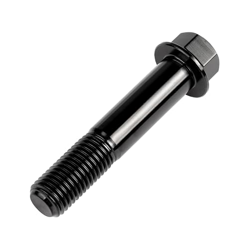 Image of Titanium Bolt M12 30 35 40 45 50 55 60 65 70 75 80 85 90mm Hex Small Flange Head for Motorcycle Car Modification Pack of 4 (M12x60mm Pitch 1.5, Black)