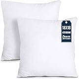 Decorative Pillow Insert (2 Pack) - Square 18x18 Sofa and Bed Pillow - Microfiber Cover Indoor White Pillows by Utopia Bedding
