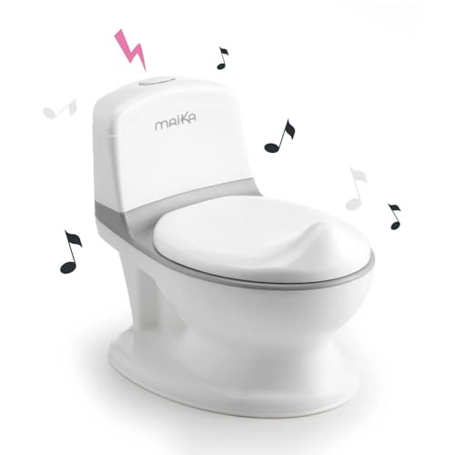 MAÏKA Pot de toilette musical bébé | pot d'apprentissage avec rabat | son chasse d'eau et lumière | range papier mouchoir et lingette | patins...