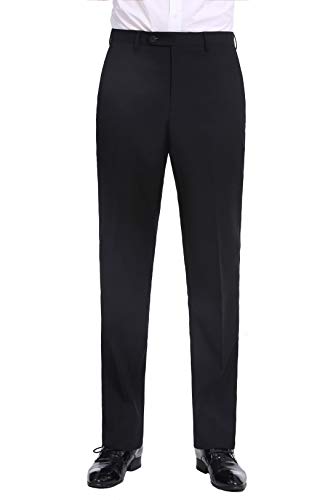P&L Men's Premium Classic Fit Flat Front Suit Pants Black