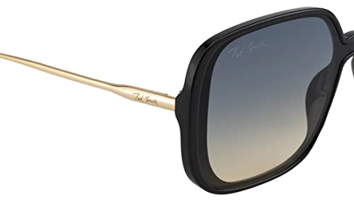 Image of Ted Smith Men's Women's UV Protection Blue Yellow Lens Black Over Sized Sunglasses