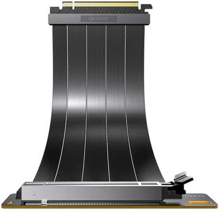 PCIE 5.0 Riser Cables, Future Proof for Gen 5 GPU, Compatible RTX4090, RX7900XTX, Transfer Rate 32.0 GT/s, 90 Degree Adapter, PCIE 4.0 Riser Cable, 200mm Black