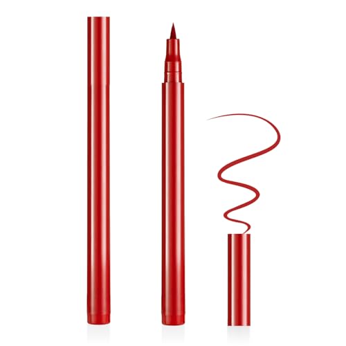 Aomig Delineador de Ojos Líquido, Eyeliner Waterproof con Punta de Fieltro Precisa para un Delineado Fino Perfecto, Lapiz de Ojos, Secado Rápido, Duradero, Resistente al Sudor y a las Manchas, Rojo