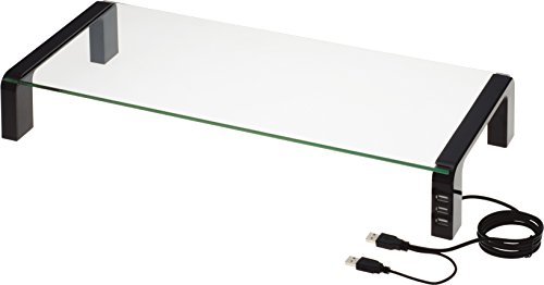 ?????(Kingjim) King Jim THDBU-20K Desk Stand, Desk Board with USB Hub, Glass Top Plate, Black