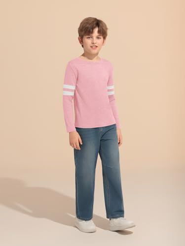 Image of Haloumoning Boys Long Sleeve Shirts Kids Crewneck T Shirts Casual Striped Tops Tees 5-14 Years