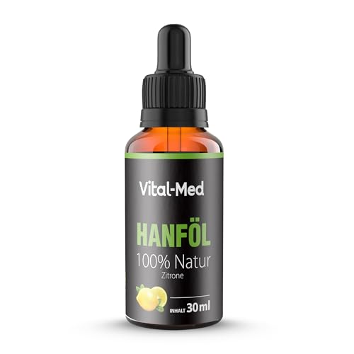 Extra starkes und hochdosiertes Hanföl mit 30ML (750 Tropfen) - Premium Vital Hanfsamenöl - 100% Natur - Hanftropfen mit Omega 3-6-9 (30ML, Zitrone)