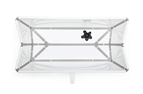 Image of Stokke Flexi Bath Portable Baby Bathtub Bundle with Heat-Sensitive Plug and Newborn Baby Bath Support, White Grey