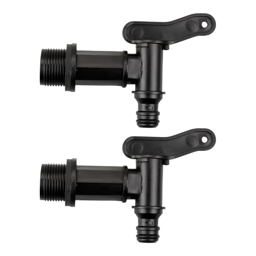 Hopzab 2 PCS Water Butt Tap Replacement Leakproof Watering Butt Taps with Hose Connector Threaded Plastic Faucet IBC Tank Fitting Adapter for Rainwater Collection and Storage Use.