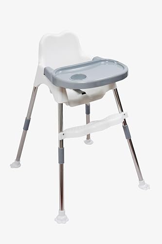 Image of Esquire Paw Spotty Baby Dining Chair with Footrest, Seat Belt and Adjustable Tray (White)