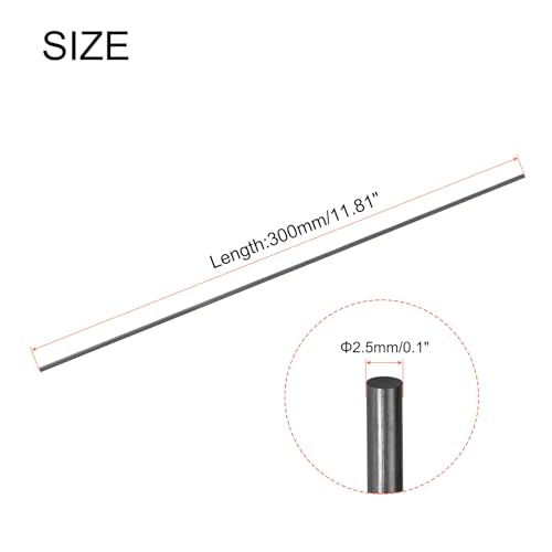 QUARKZMAN Kohlefaserstab, 2,5 mm x 300 mm Kohlefaserstange für RC-Flugzeug DIY Basteln Drachen Flügelrohr Quadcopter Arm Reparatur Pack mit 12 Stück