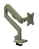 Arozzi Alzare Neo Single Bras Moniteur Ressort à Gaz - Pleine Mobilité, Hauteur Réglable 21–50 cm, VESA 75/100, Gestion des Câbles - Pince de Bureau & Passe-Câble Inclus - Jusqu'à 9 kg - Vert Forêt