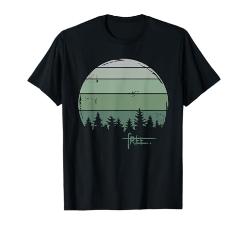 Bosque Retro Árbol Naturaleza Símbolo Logo Camiseta