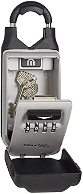 MASTER LOCK Caja fuerte portátil para llaves con grillete ajustable, tamaño mediano, 175 x 72 x 52 mm, para exteriores, para el hogar, oficina, industria, vehículos