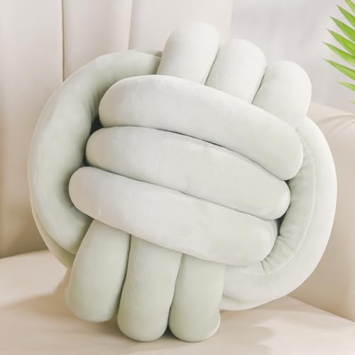Yhoelata Coussin Noeud Vert, Coussins Rond Decoration Chambre, Coussin Deco Salon Aesthetic, Coussins Canape Decoration, Decoratif Lit Enfant, 22cm