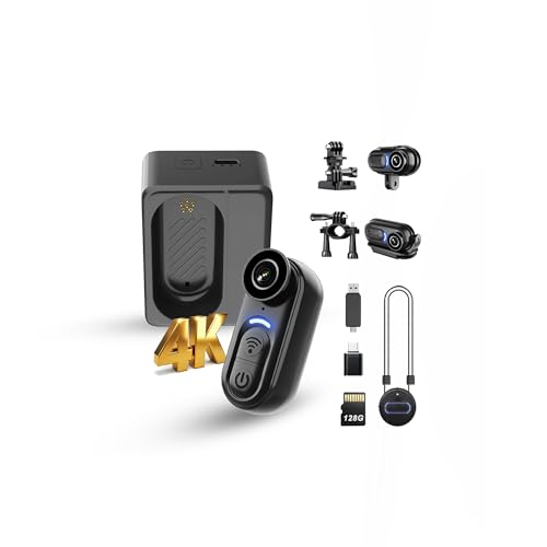 Catchallway 4K Mini Body Camera Action Cam with Audio & Video Recording -128G Thumb Size Hands Free Body Worn Cameras - Wearable Portable Camcorder for Work Travel Pet Walk Vlog(Black)