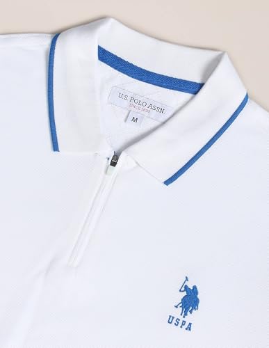 Image of U.S. POLO ASSN. Solid Slim Fit Polo T Shirts for Men - 100% Cotton, Half Sleeves Mens Tshirt - 3XL, White