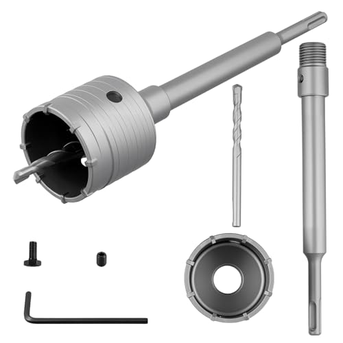 CHUENKUK Juego de 2 brocas de metal de 65 mm y 70 mm, con adaptador SDS Plus de 220 mm, para enchufes, hormigón, mampostería