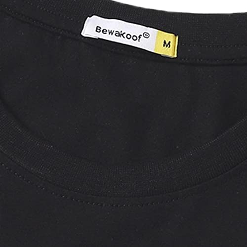 Image of Bewakoof Men's Graphic Printed 100% Cotton T-Shirt - Oversized Fit, Round Neck, Half Sleeves