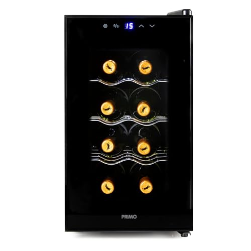 PRIMO PR169WK Weinkühlschrank – freistehend – 8 Flaschen – Klasse E – Schwarz