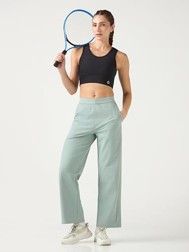 Image of TECHNOSPORT Women's Straight Fit Solid Track Pant for Casual Wear, Active Lifestyle