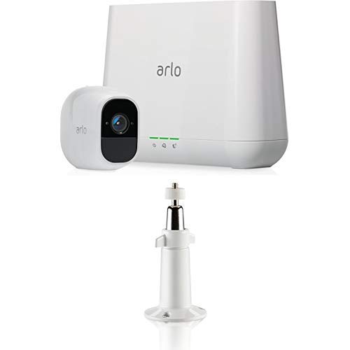 Arlo Pro 2 - Smart caméra de surveillance, Paquet de 1, 1080p HD jour/nuit, grand angle 100% Sans Fils + Accessoire Arlo - Bras de Fixation Intérieur/Extérieur pour Caméra Arlo