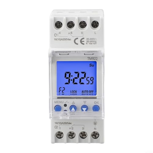 Jotekonoby Temporizador digital programable, TM922 Temporizador montado DIN Temporizador digital de 2 canales con relés dobles programables, para control industrial de automatización del hogar