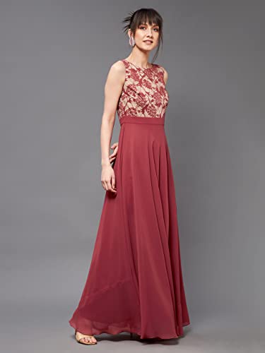 Image of Miss Chase Women's Floral Printed Relaxed Fit V-Neck 3 /4th Sleeve Maxi Dress