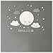 iTemer. Adesivi da Muro Serie, 1x Addormentato Luna e Nuvole Adesivo da Parete di Rimovibile PVC per Il Muro di Cameretta per Bambini, Asilo Nido, Blanco 50x20cm