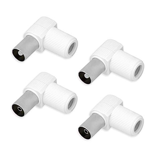 E.T TV Koax 2x Winkelstecker 2x Winkelbuchse Set Antennenstecker Kupplung Adapter Stecker Buchse Koaxialkabel