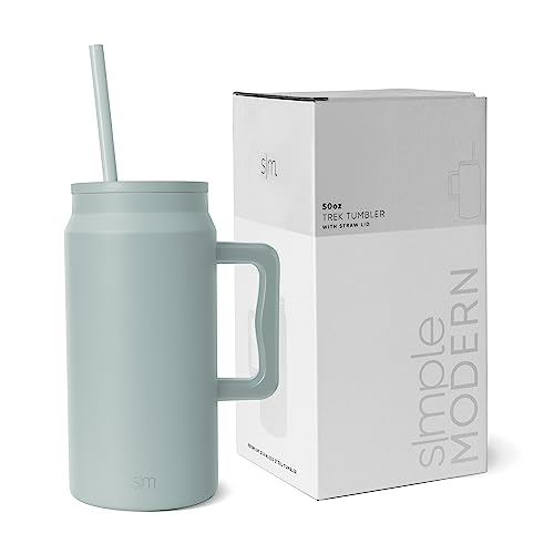 Image of Simple Modern 50 oz Mug Tumbler with Handle and Straw Lid, Reusable Insulated Stainless Steel Large Travel Jug Water Bottle Gifts for Women Men Him Her Trek Collection, 50oz, Sea Glass Sage