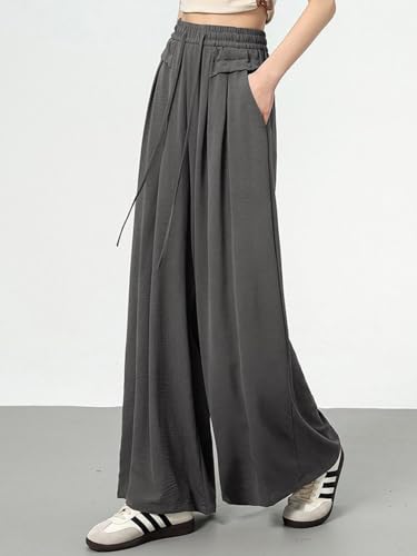 Image of KOTTY Women's Solid|Drawsting|Front Pocket|Wide Leg Style|High Rise|Casual Pant