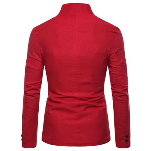 Mens Slim Fit Blazer Jacket Button Stand Collar Solid Suit Coats Casual Business Dress Blazer Coat3