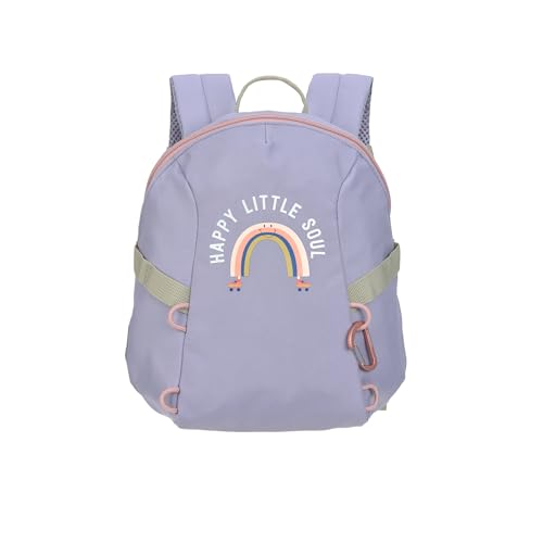 LÄSSIG Kleiner Kinderrucksack für Kita Kindertasche Krippenrucksack mit Brustgurt 3,5 Liter/Tiny Backpack Outdoor Rainbow pastel lilac