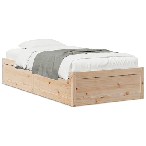 Massivholzbett ohne Matratze 75x190 cm Holz Bett Massivholzbett Bed Frame Bettgestell Bett Holz Kiefernholz - 846846 – Bild 4