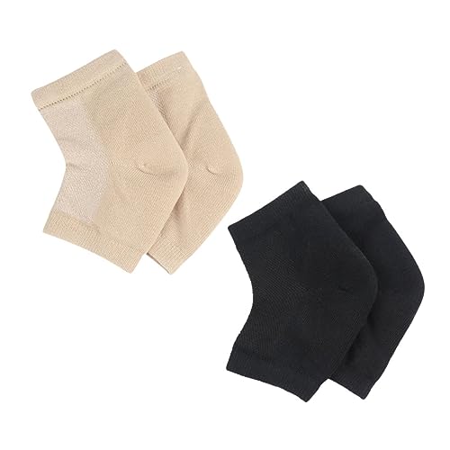 Beatifufu 2 Pairs Toeless Moisturizing Socks Gel Heel Socks for Women Men Cracked Heel Protection Elastic
