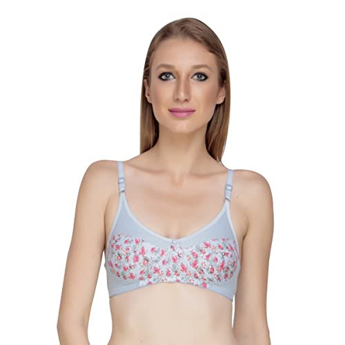 Image of Women Padded Printed Bra - Made of Pure Cotton Full Coverage Non Wired Seamless Pushup Soft Cup for T-Shirt Saree Dress Sports Garment for Daily Use Everyday