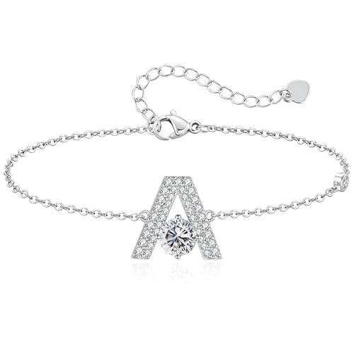 LOUISA SECRET Bracelet Femme Initiales en 18K Gold Platiné A-Z Alphabet Bracelet, Bijoux Cadeau Femme/Enfant/Elle/Mère Anniversaire Anniversaire Fête des Mères Noël Saint-Valentin